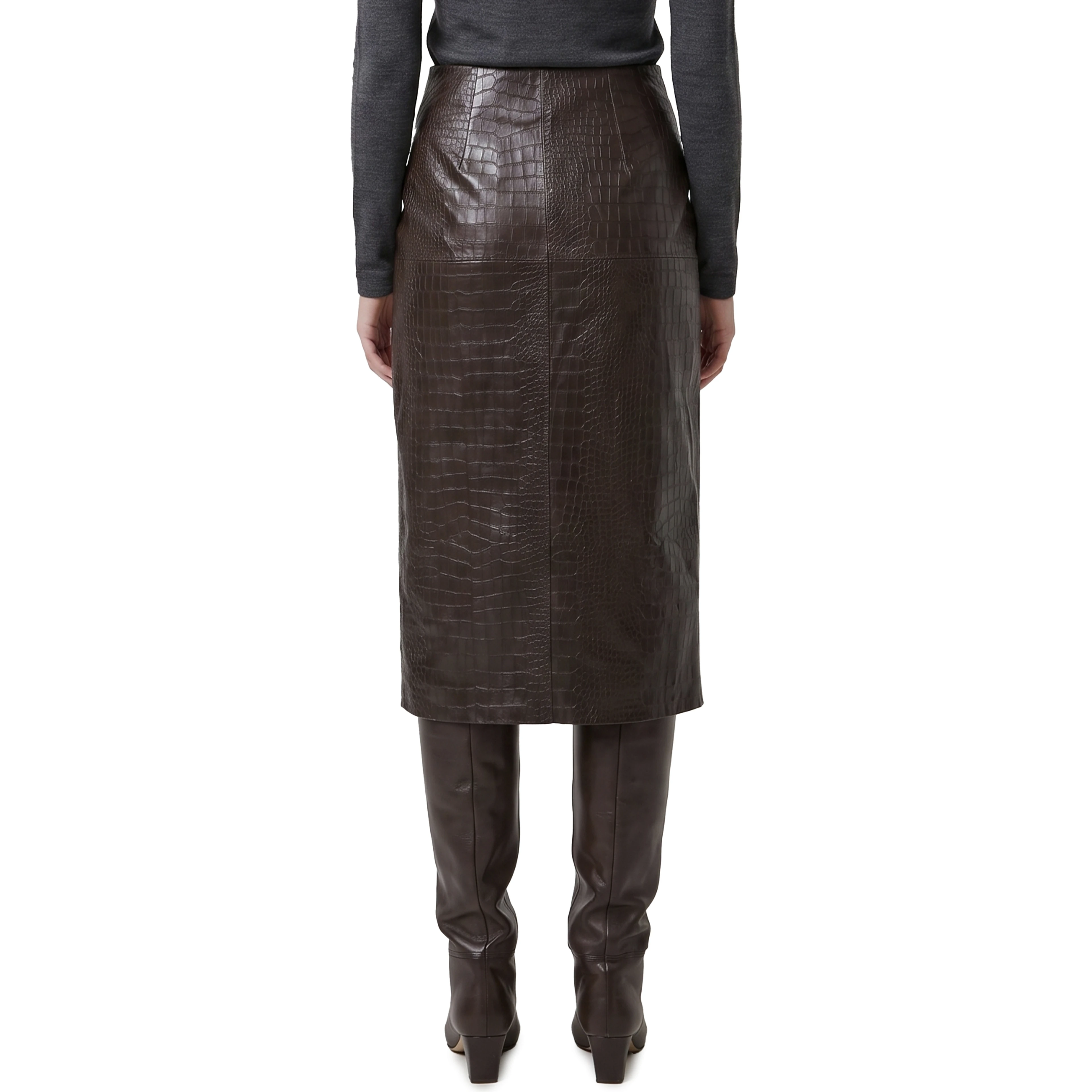 Crocodile print midi skirt