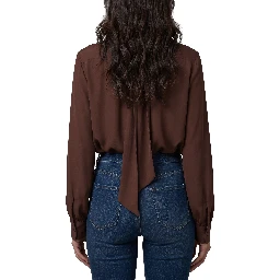 Silk-blouse blouse with bow