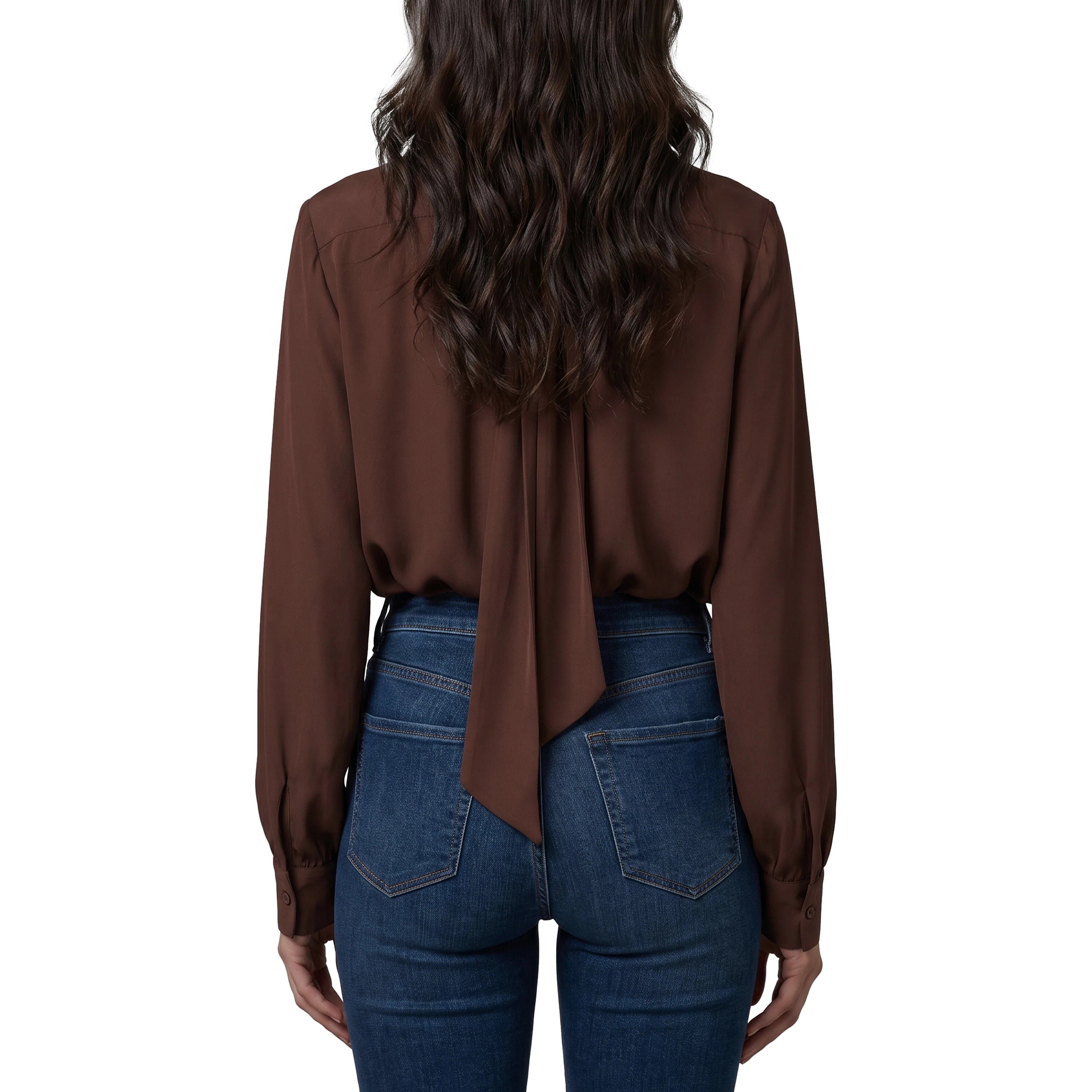 Silk-blouse blouse with bow