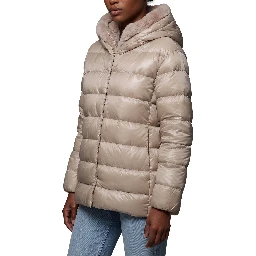 Ultralight down jacket with faux fur