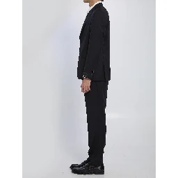 Black Napoli single-breasted suit in virgin wool