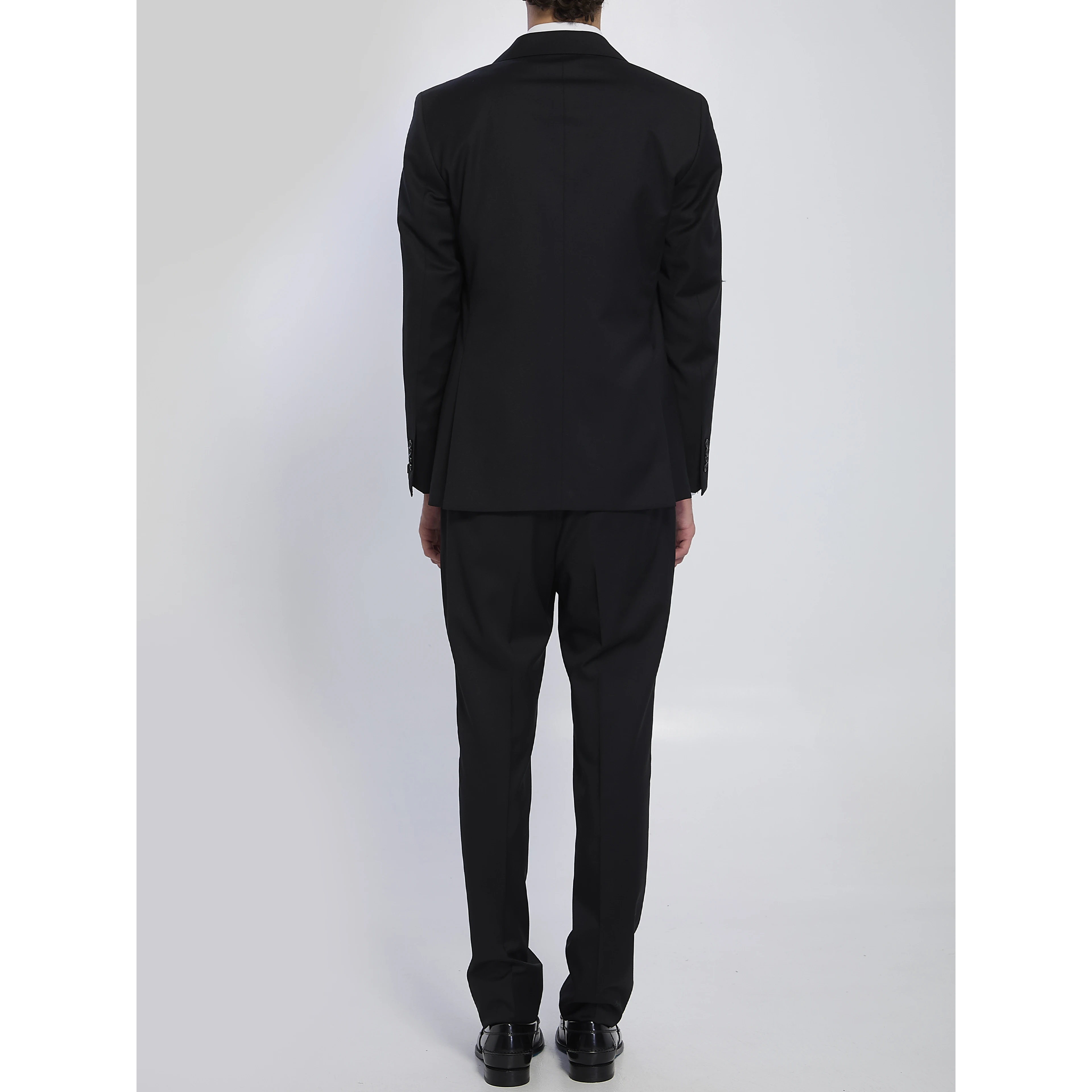 Black Napoli single-breasted suit in virgin wool