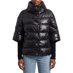 Puffer cape-style down coat with sleeves
