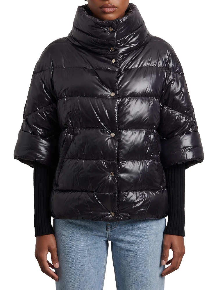 Puffer cape-style down coat with sleeves