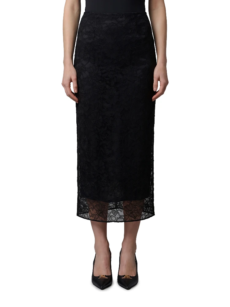 Black lace midi skirT