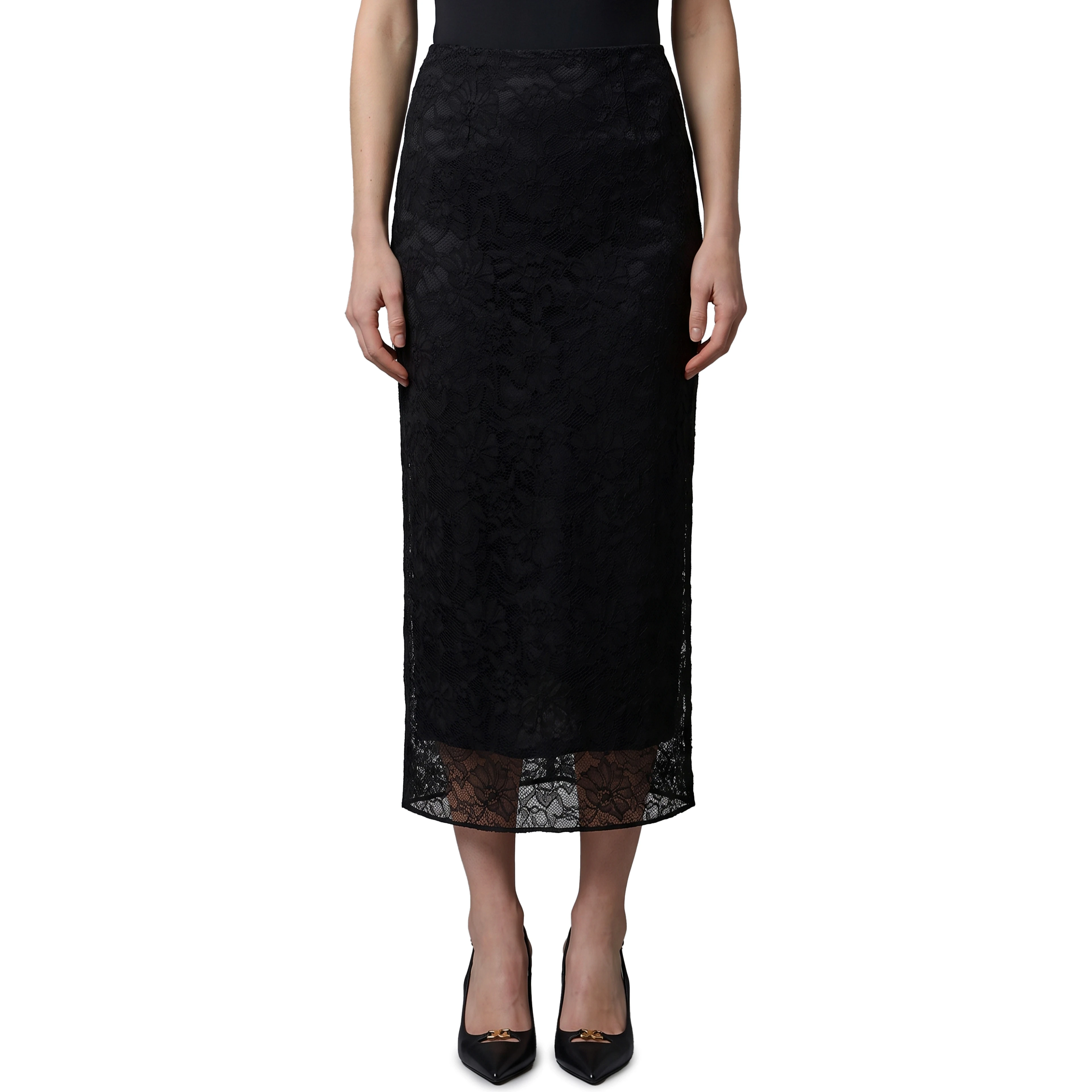 Black lace midi skirT