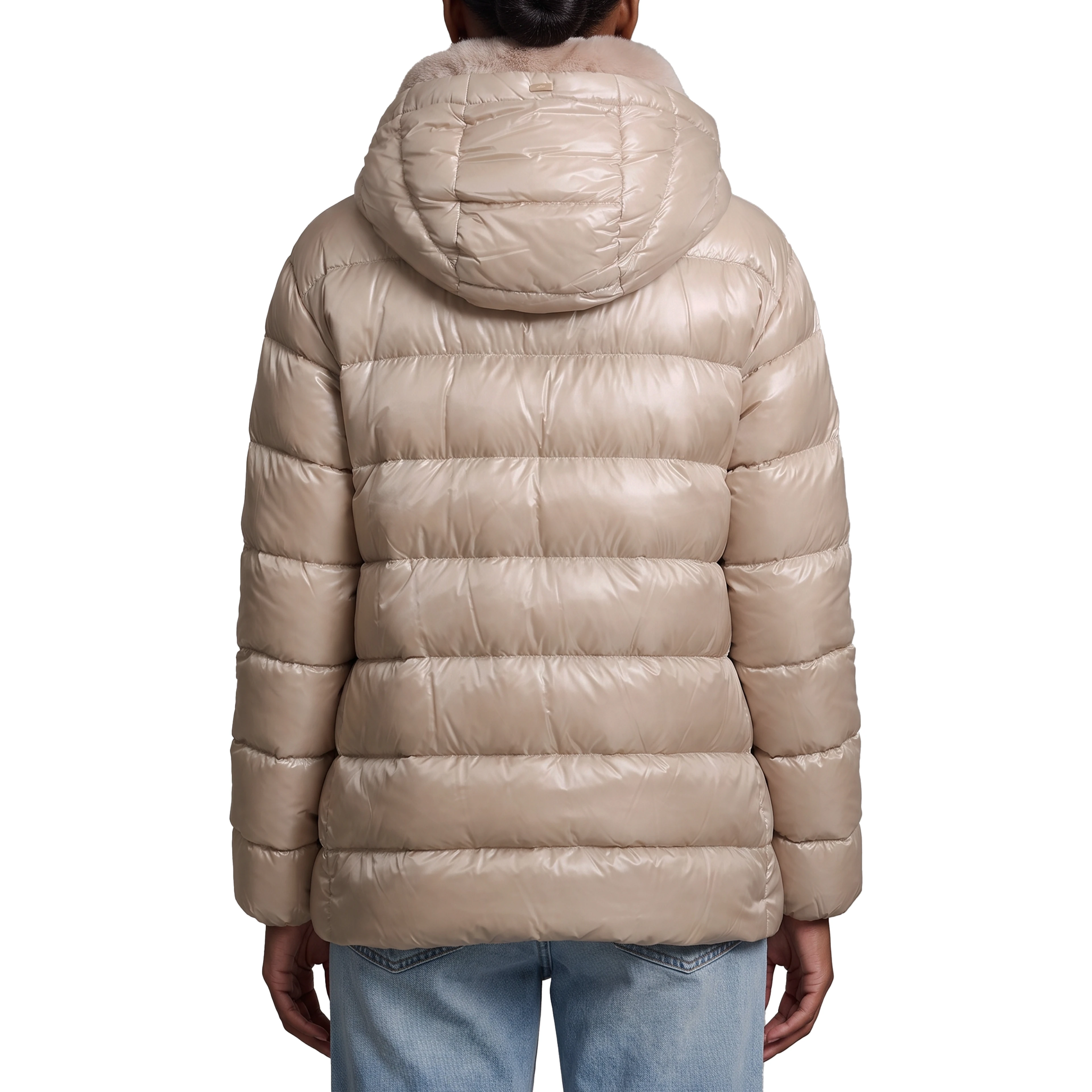 Ultralight down jacket with faux fur