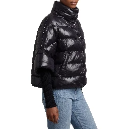 Puffer cape-style down coat with sleeves
