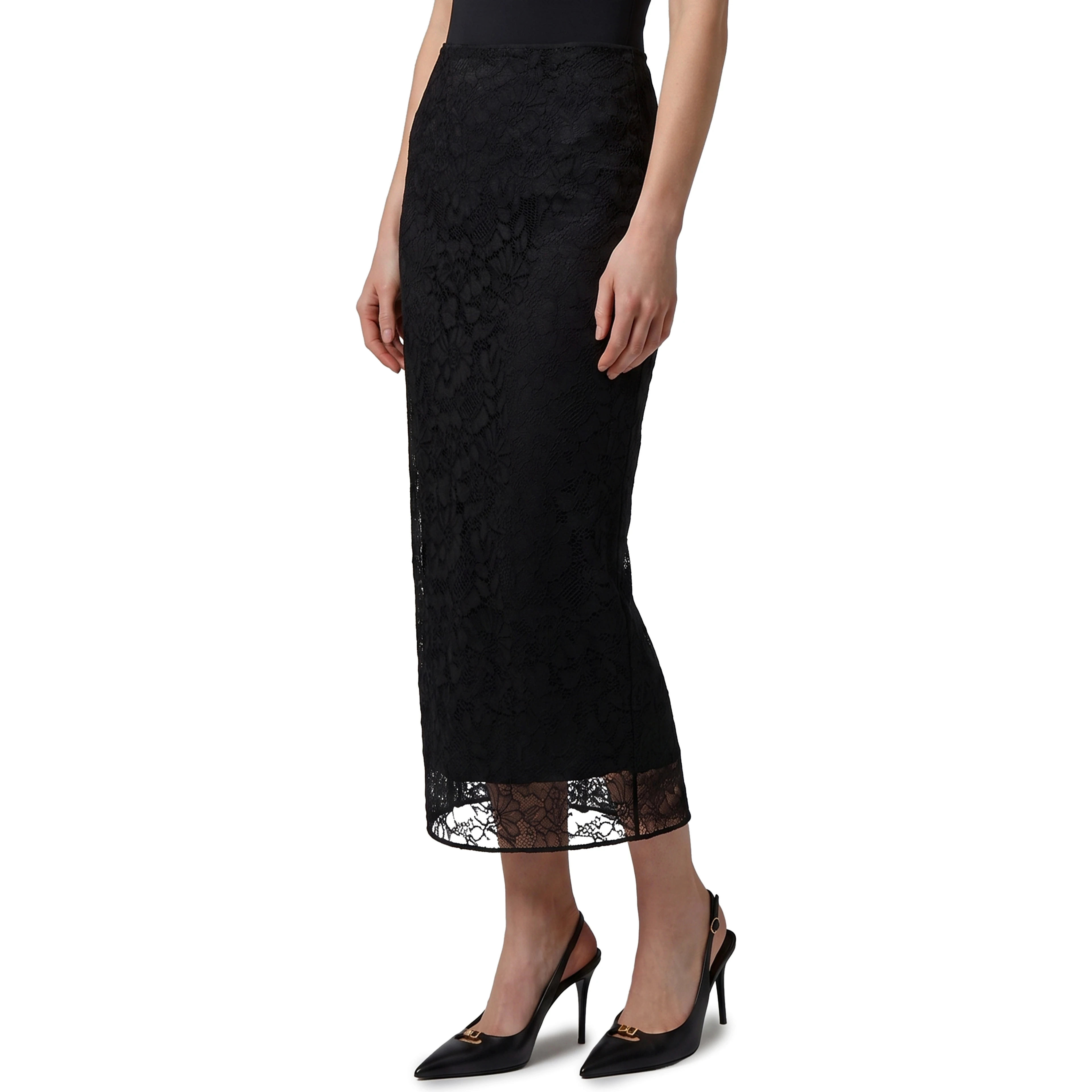 Black lace midi skirT