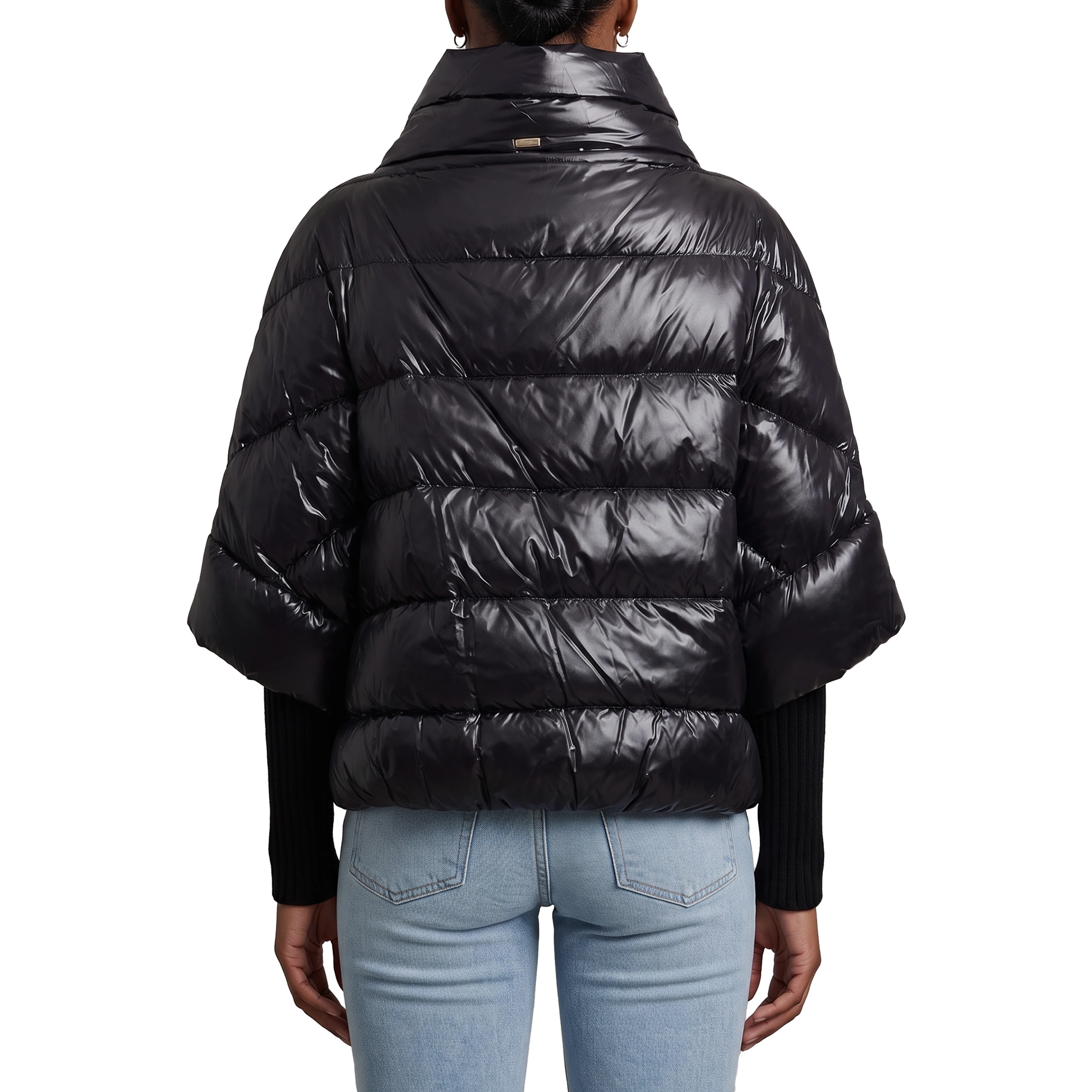 Puffer cape-style down coat with sleeves