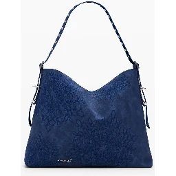 Blue Polyurethane Women's Shoulder Bag