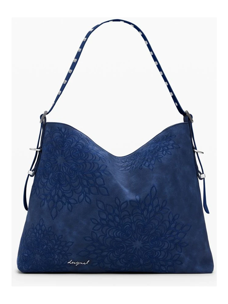 Blue Polyurethane Women's Shoulder Bag