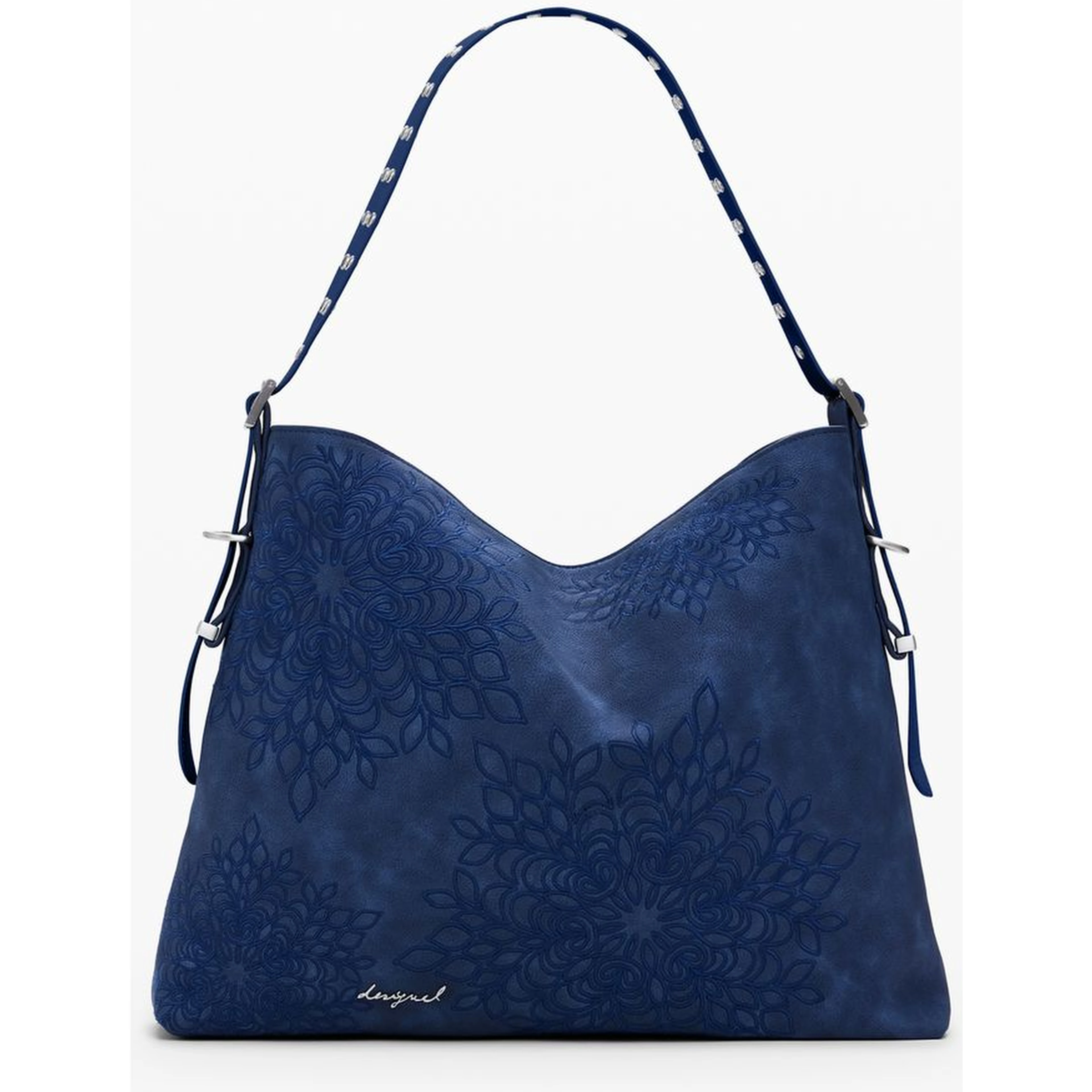 Blue Polyurethane Women's Shoulder Bag
