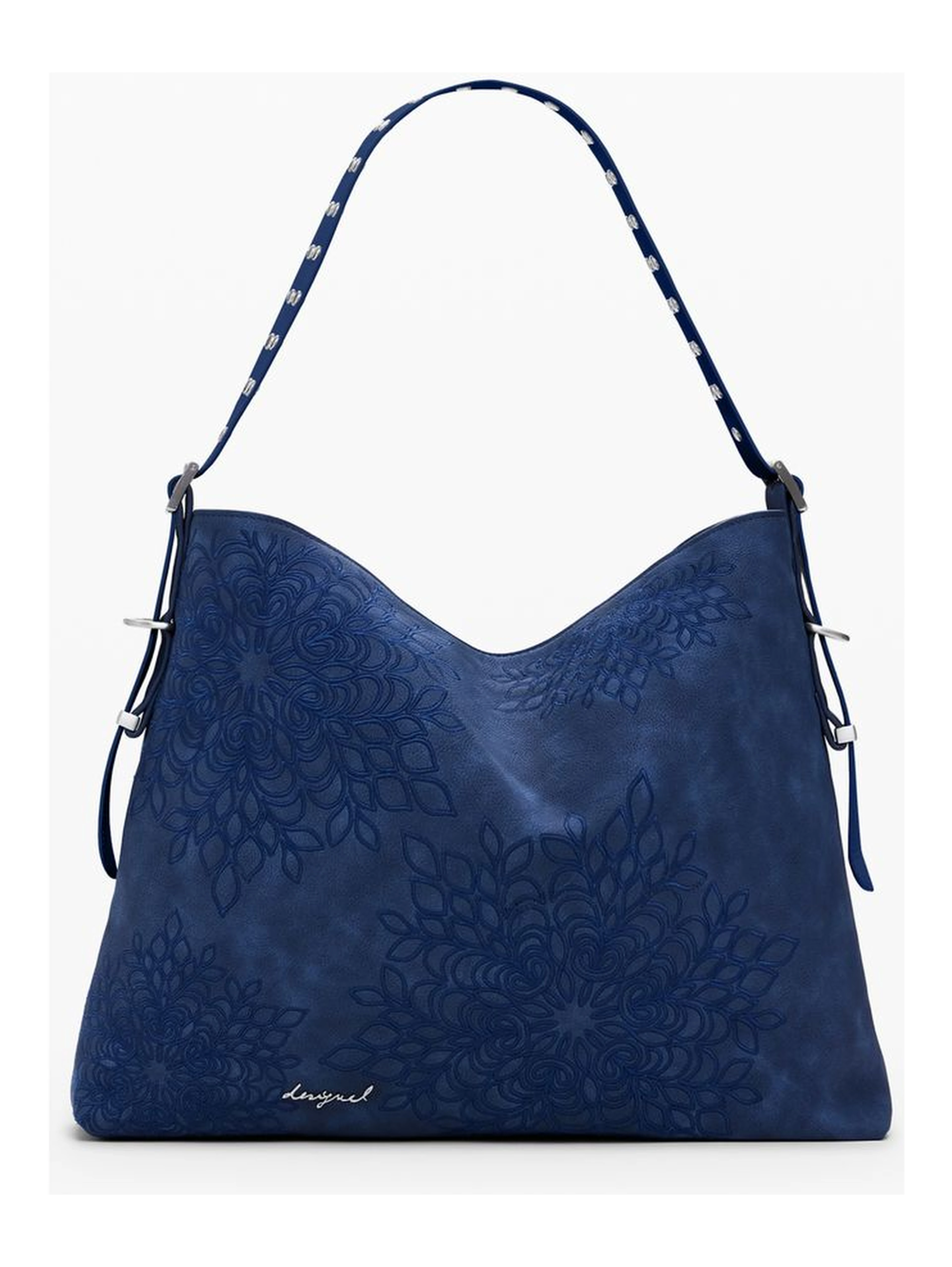 Blue Polyurethane Women's Shoulder Bag