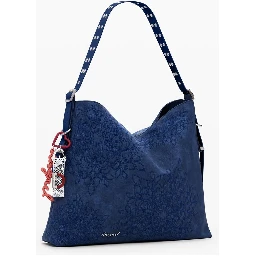 Blue Polyurethane Women's Shoulder Bag