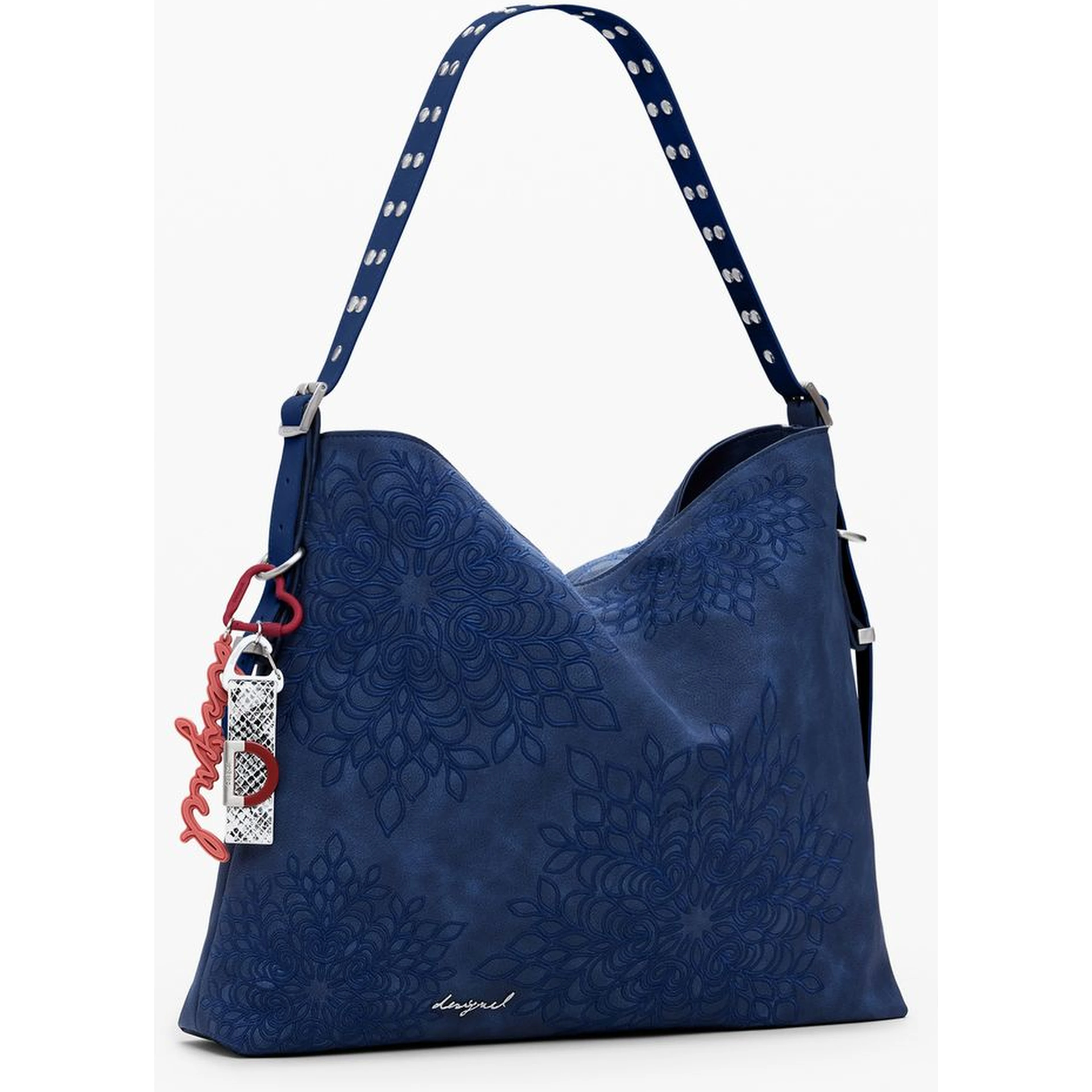 Blue Polyurethane Women's Shoulder Bag