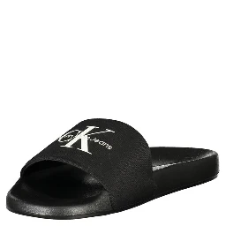 Black Polyester Men's Slipper