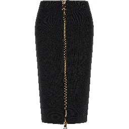 Black Viscose Midi Skirt