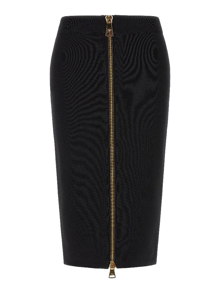 Black Viscose Midi Skirt