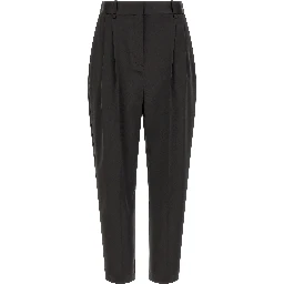 Black Polyester Cropped Pants