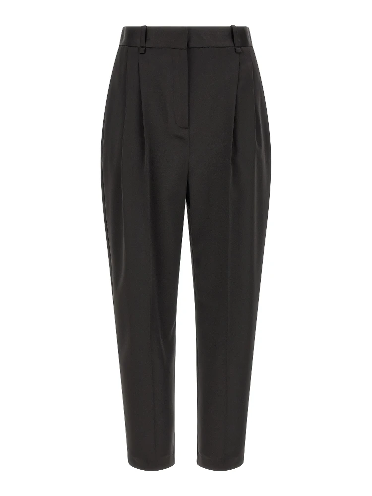 Black Polyester Cropped Pants