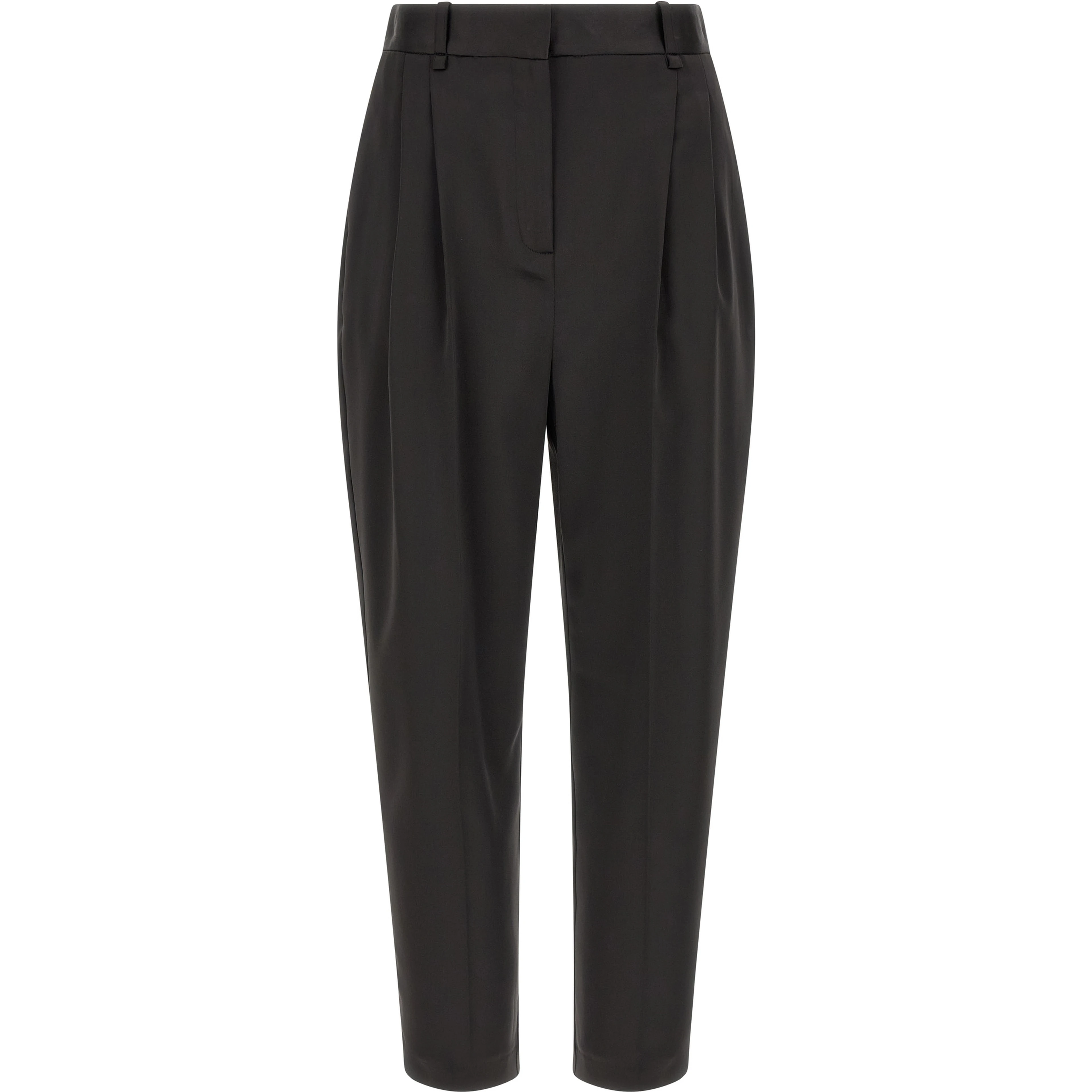 Black Polyester Cropped Pants