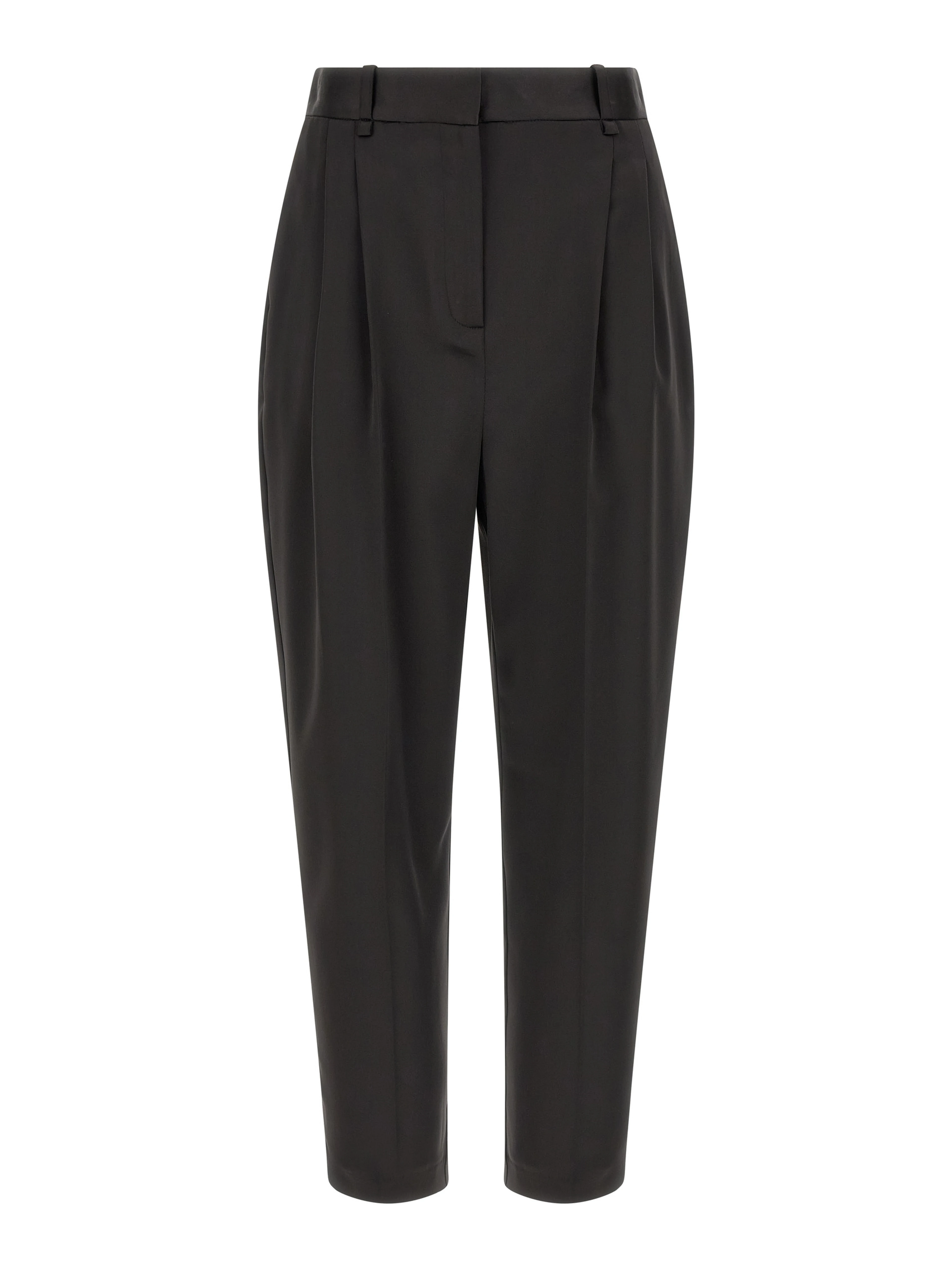 Black Polyester Cropped Pants