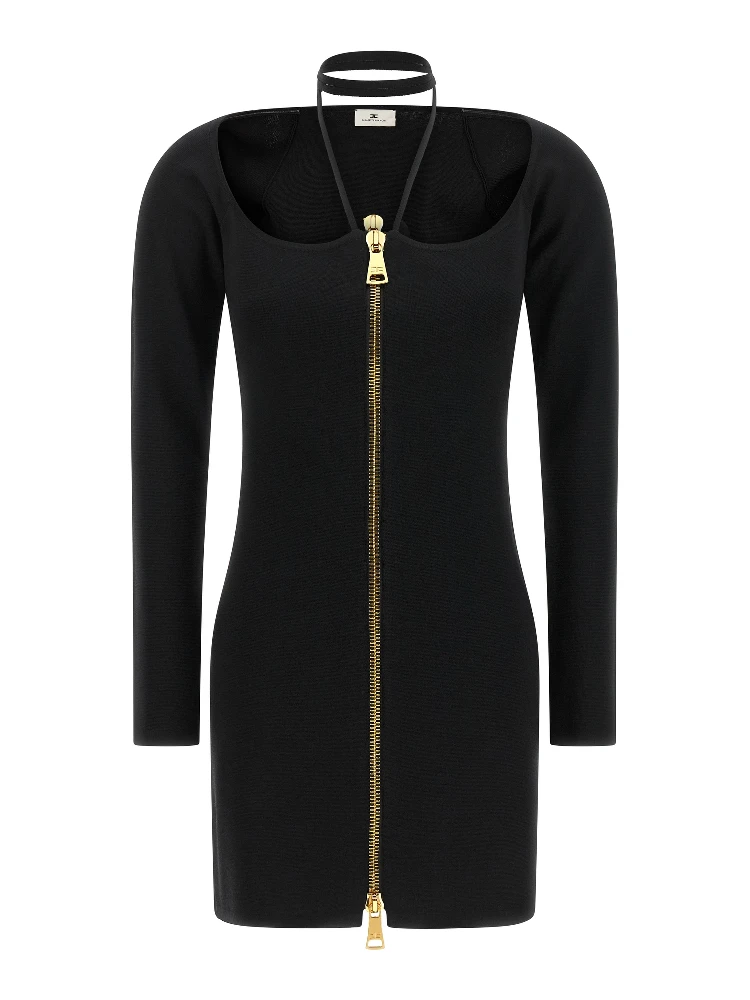 Black Viscose Short Dress