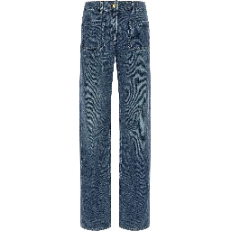 Blue Cotton Straight-Leg Jeans