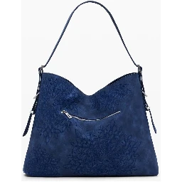 Blue Polyurethane Women's Shoulder Bag