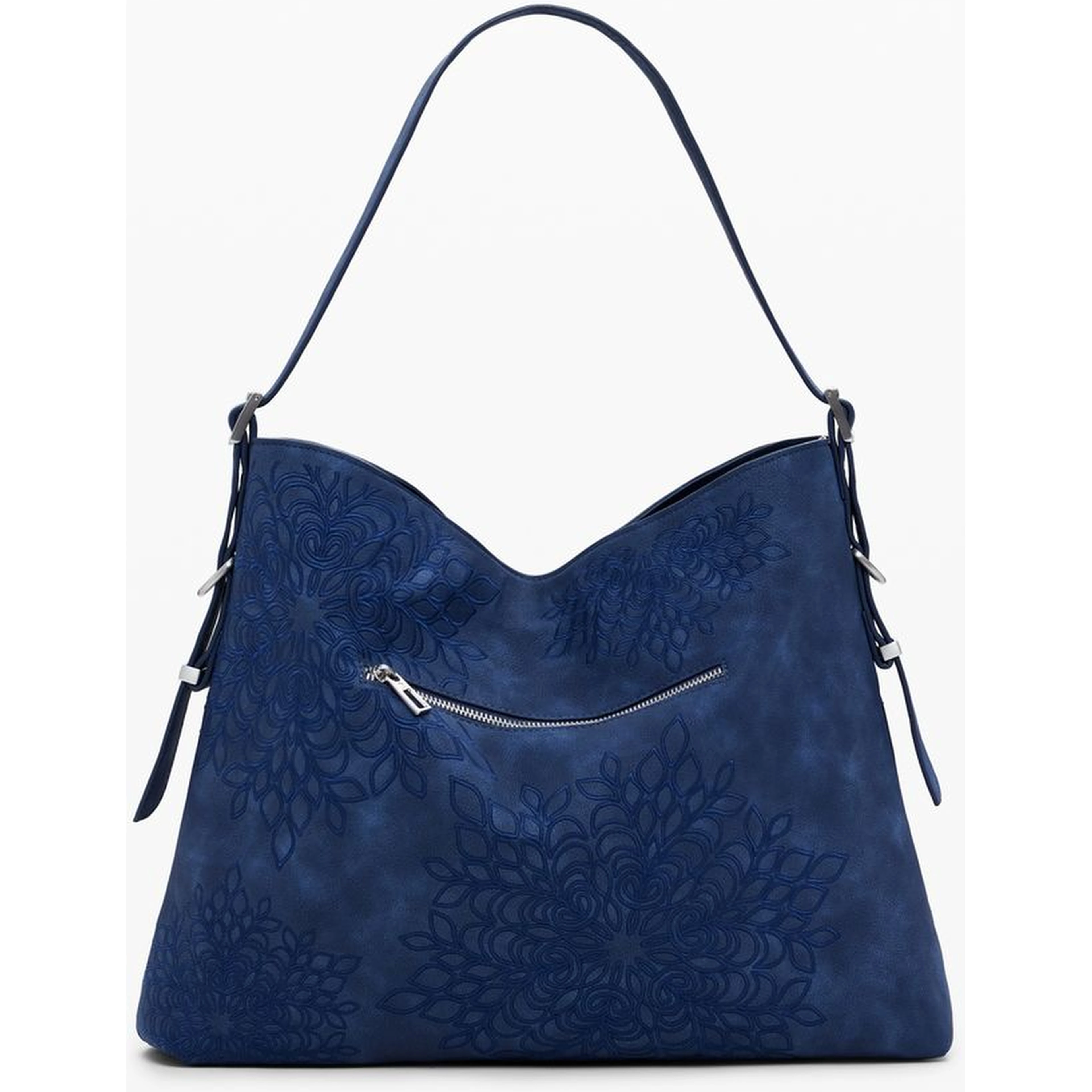 Blue Polyurethane Women's Shoulder Bag