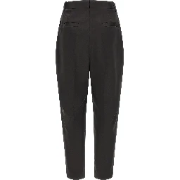 Black Polyester Cropped Pants