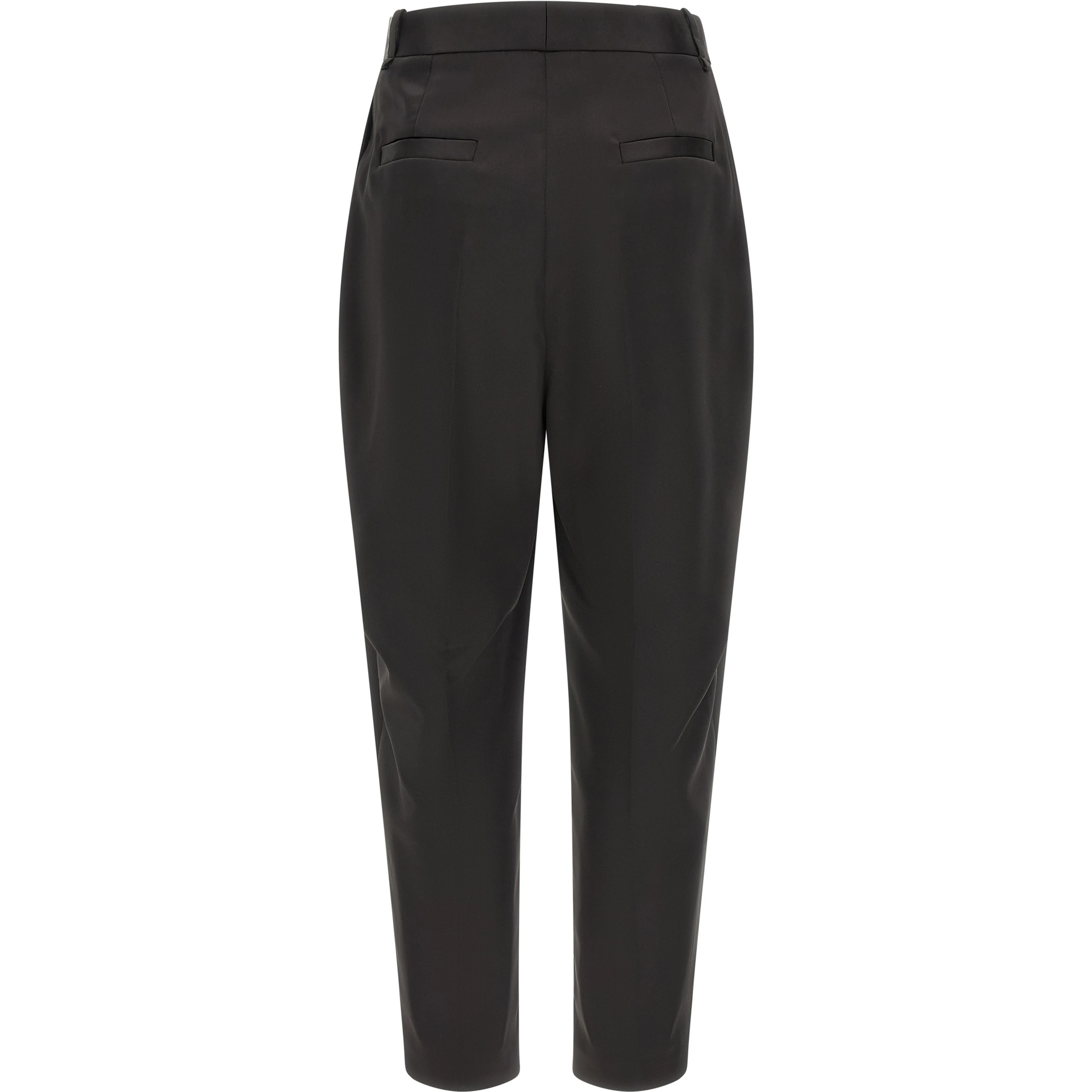 Black Polyester Cropped Pants