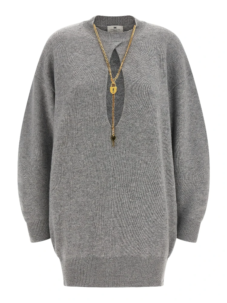 Gray Wool Short Dress