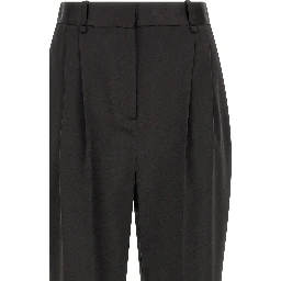Black Polyester Cropped Pants