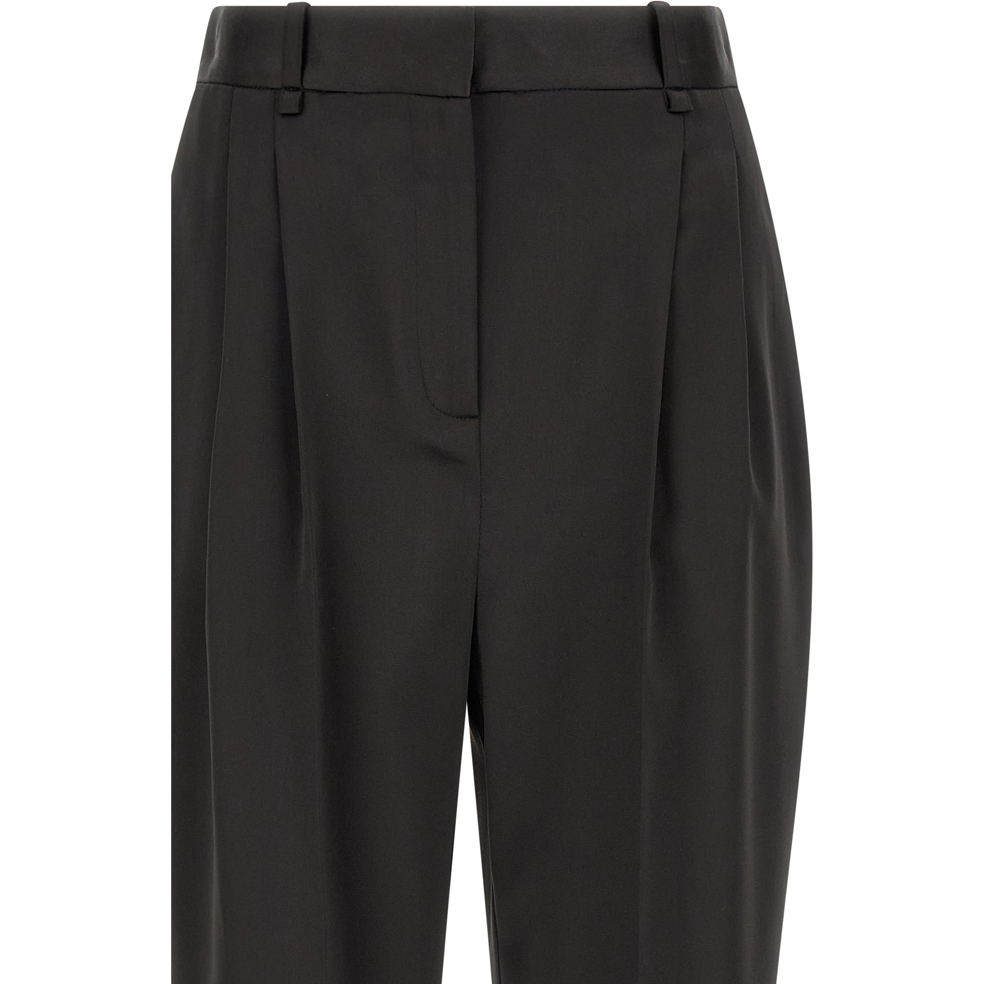 Black Polyester Cropped Pants