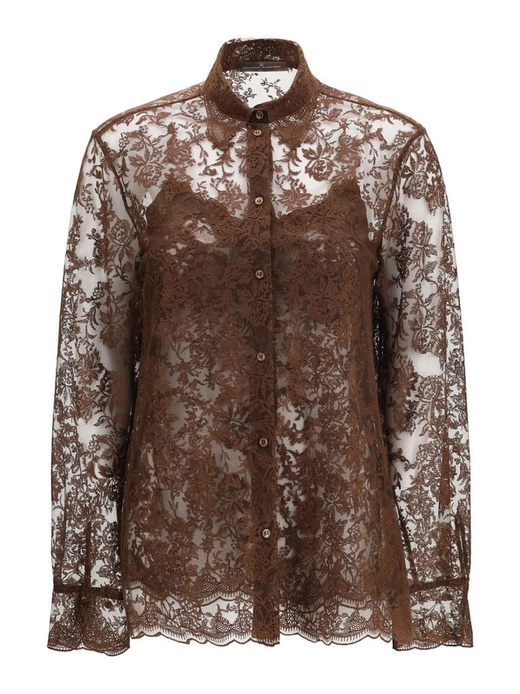 Brown Polyester Pattern Shirt
