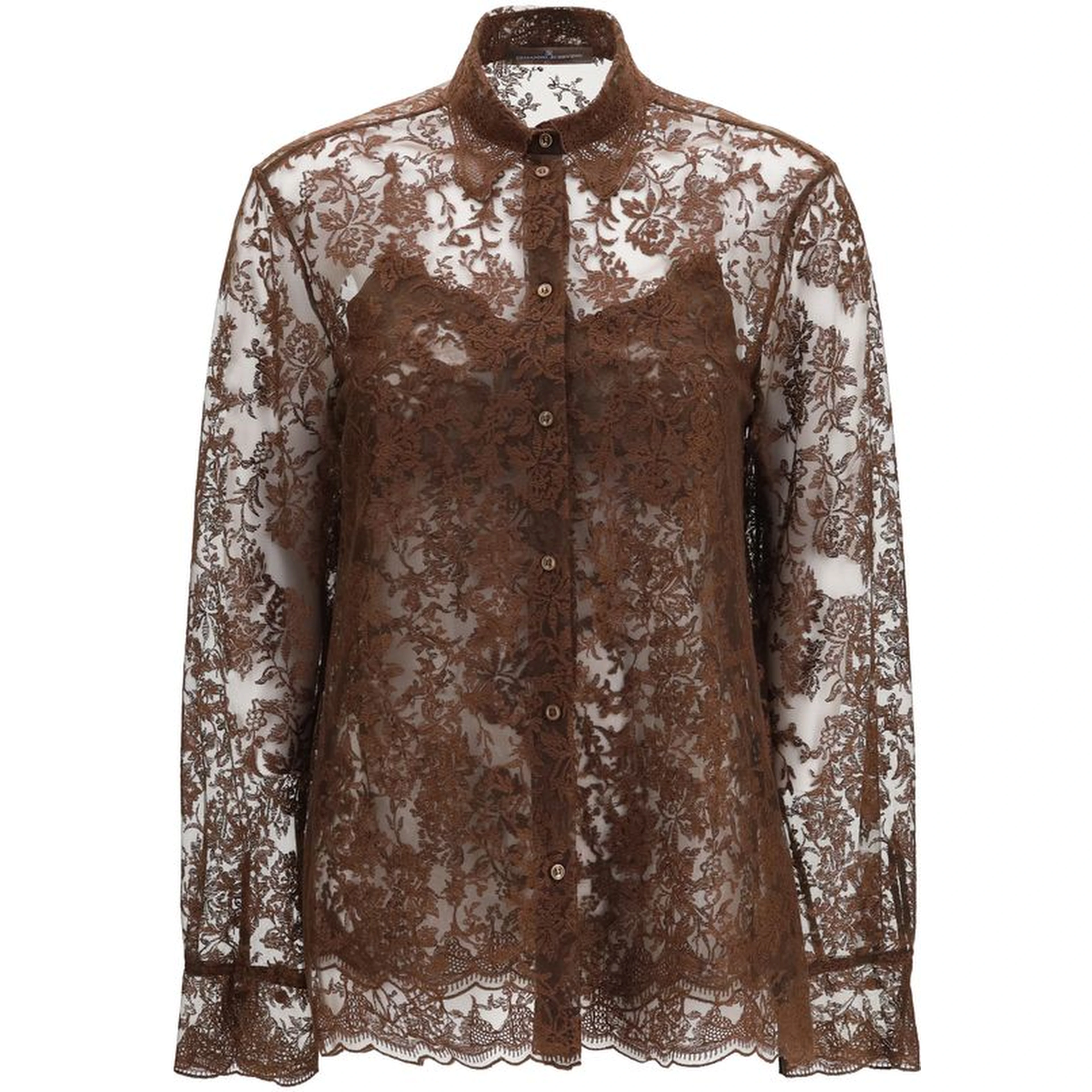 Brown Polyester Pattern Shirt