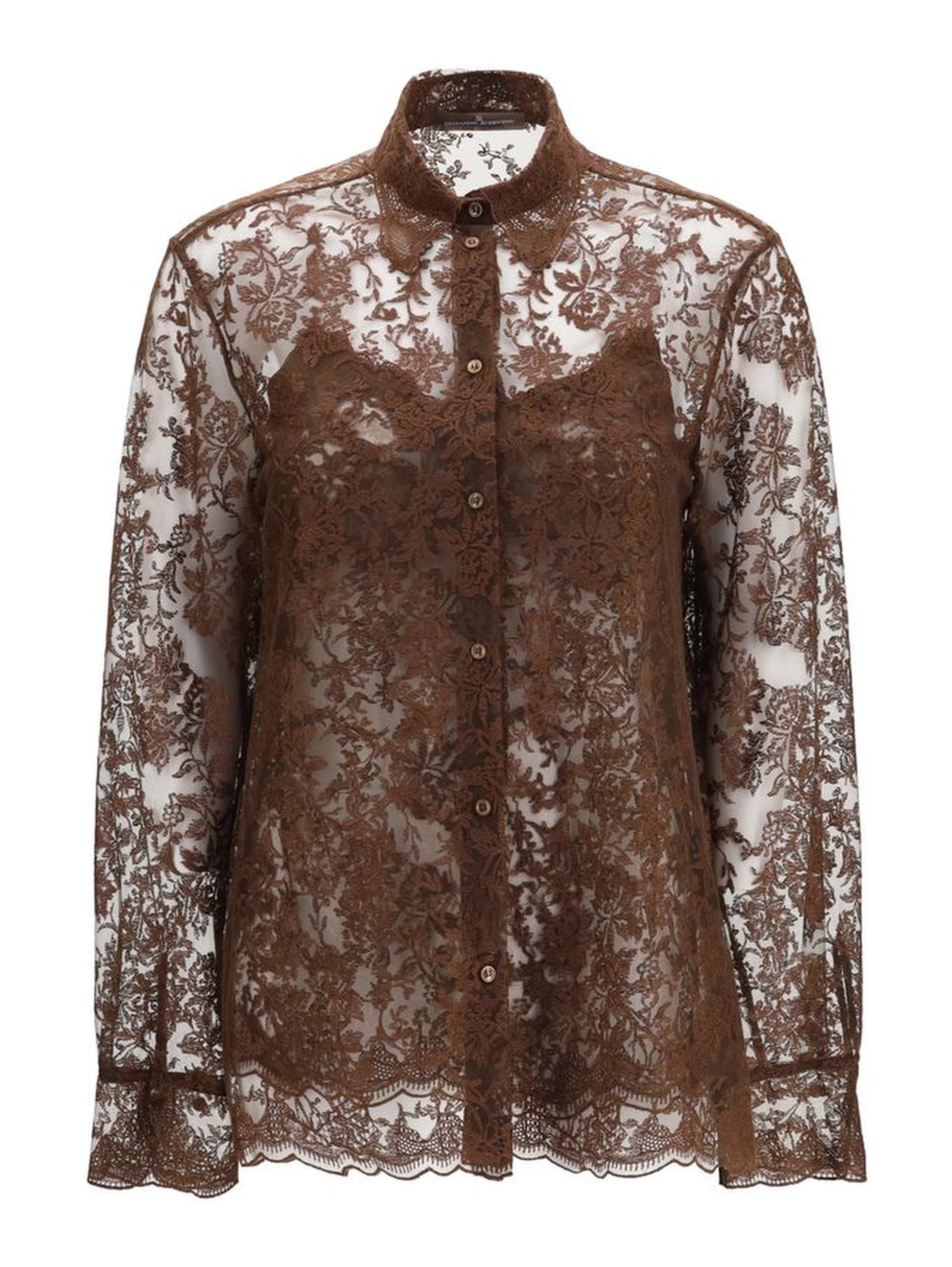 Brown Polyester Pattern Shirt
