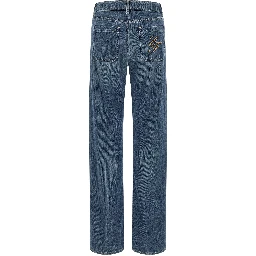 Blue Cotton Straight-Leg Jeans