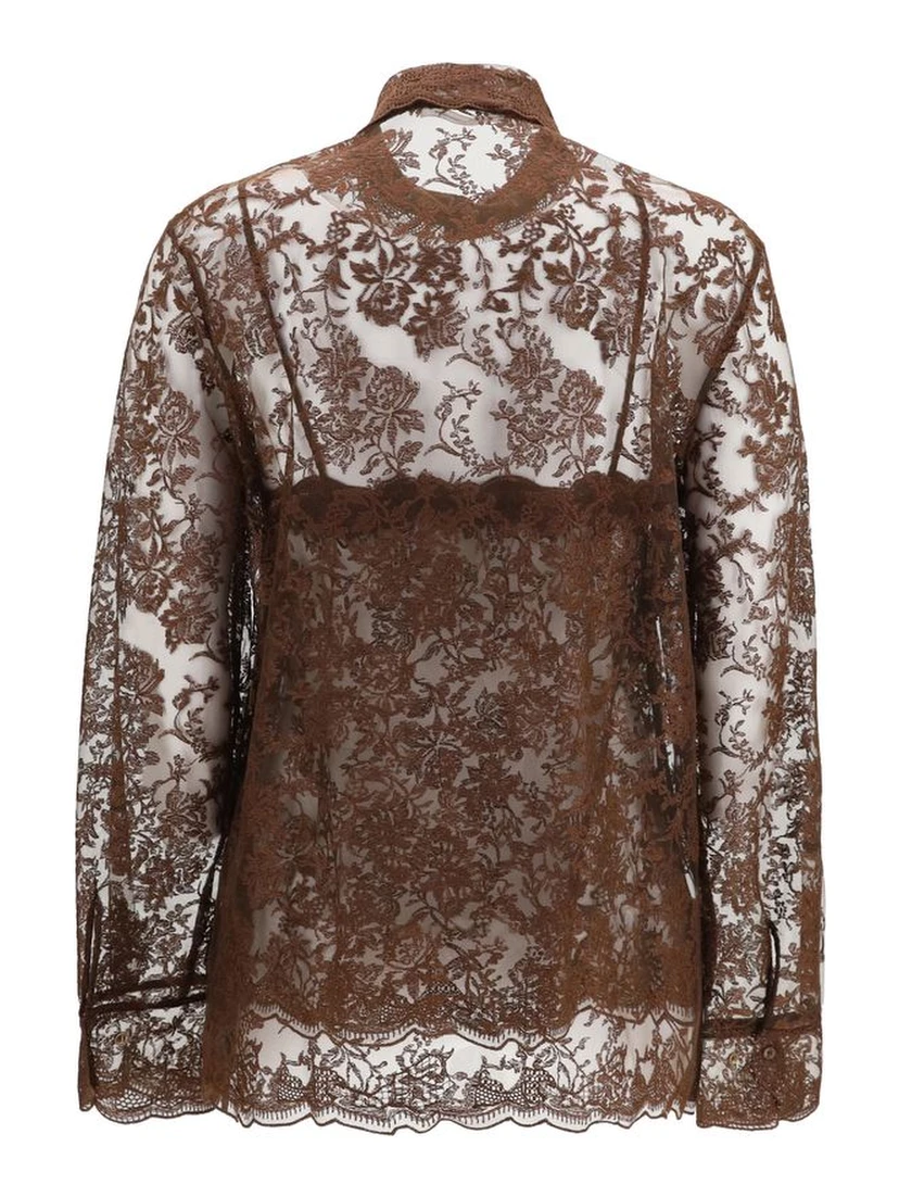 Brown Polyester Pattern Shirt