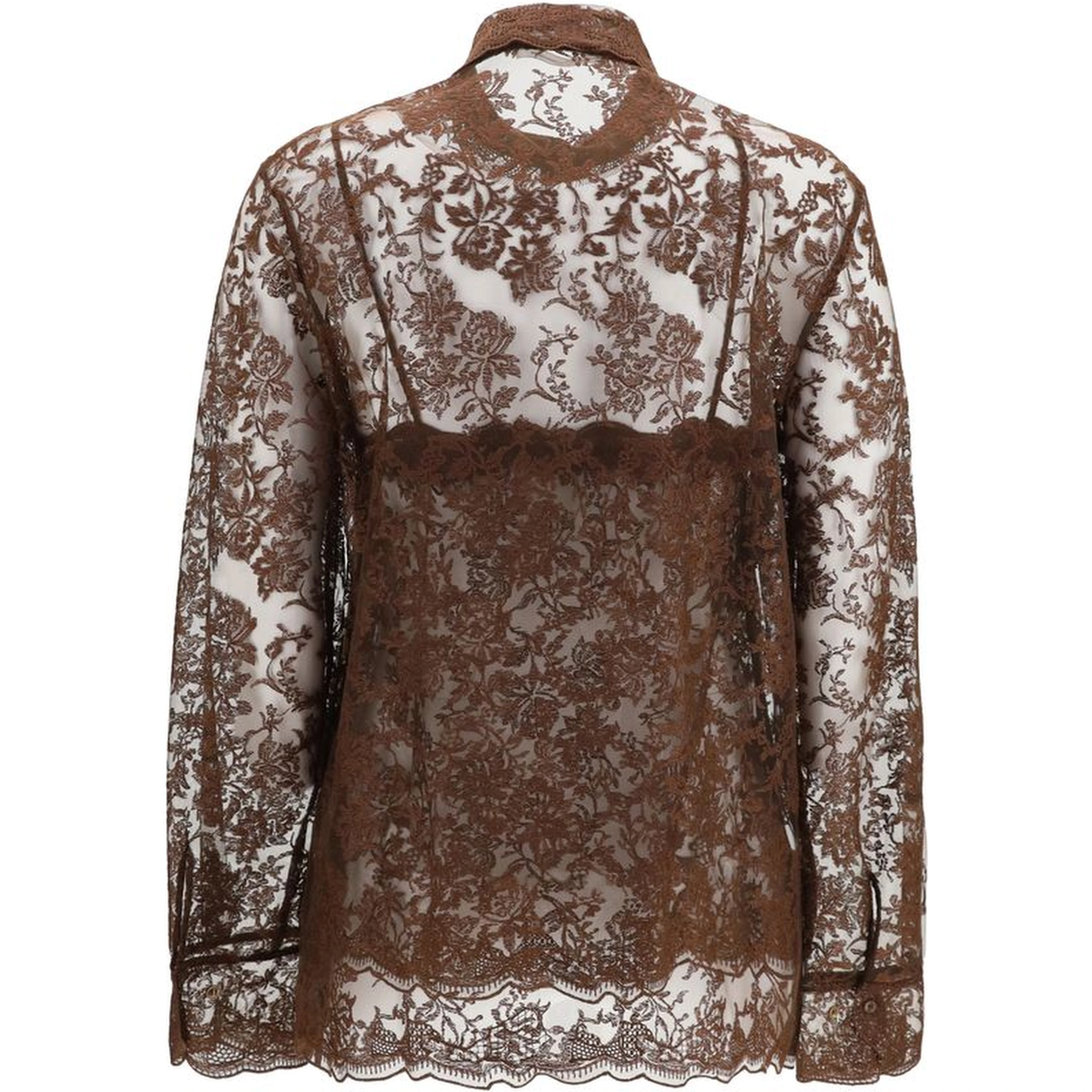 Brown Polyester Pattern Shirt
