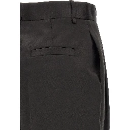 Black Polyester Cropped Pants