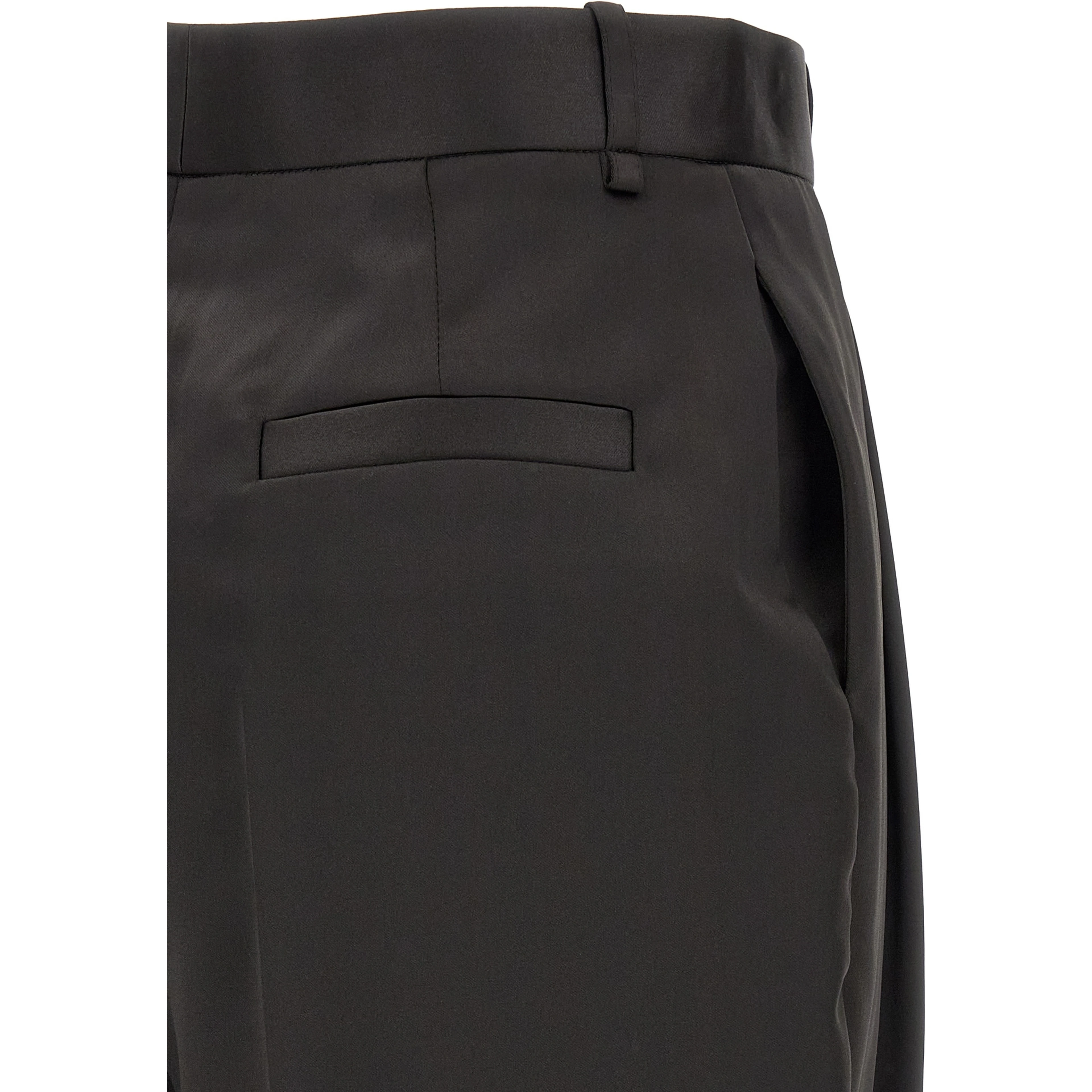 Black Polyester Cropped Pants