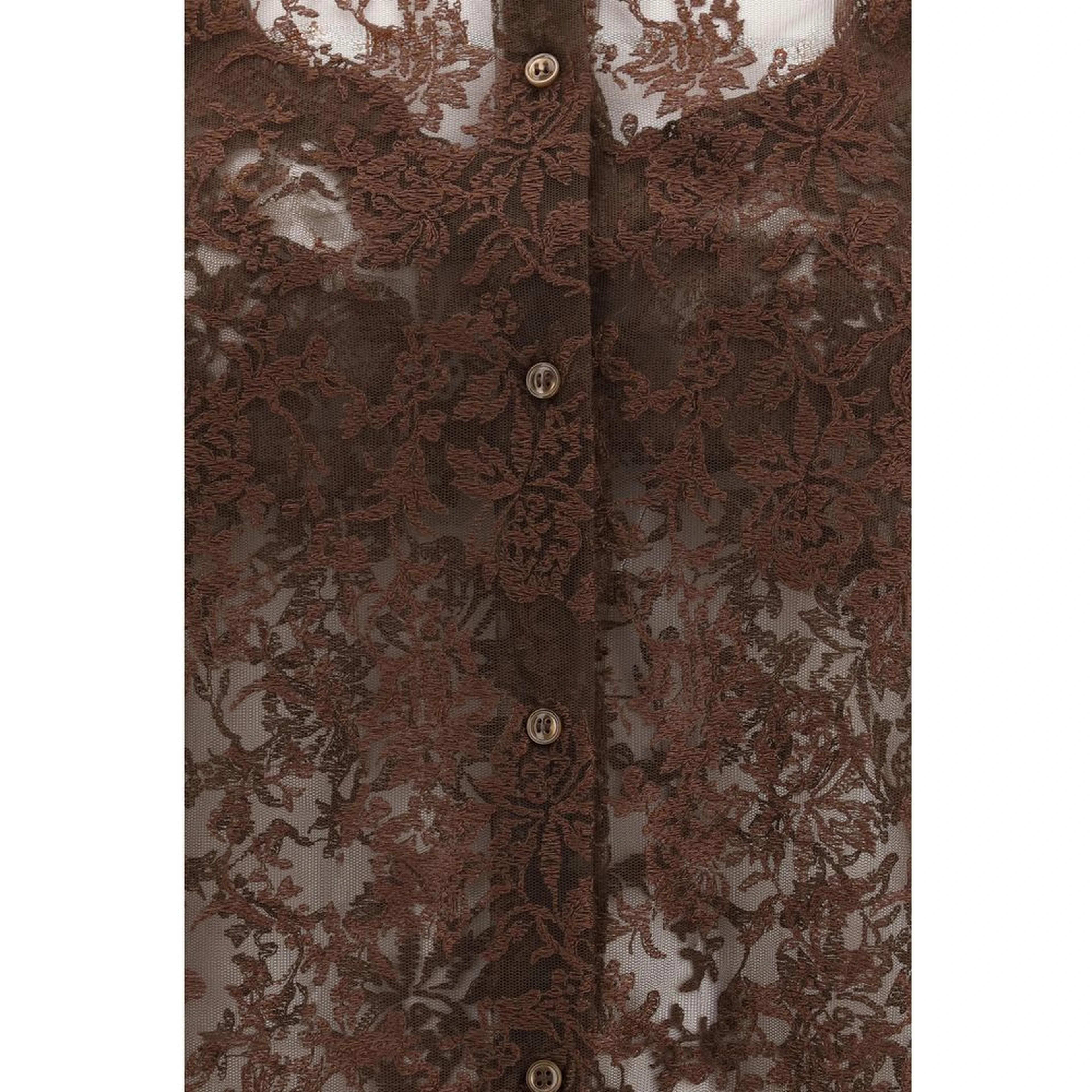 Brown Polyester Pattern Shirt