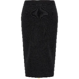 Black Viscose Midi Skirt