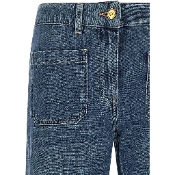 Blue Cotton Straight-Leg Jeans