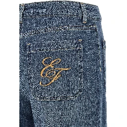 Blue Cotton Straight-Leg Jeans