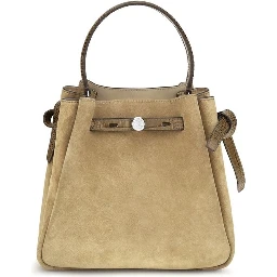 Beige Suede Leather Backet Bag