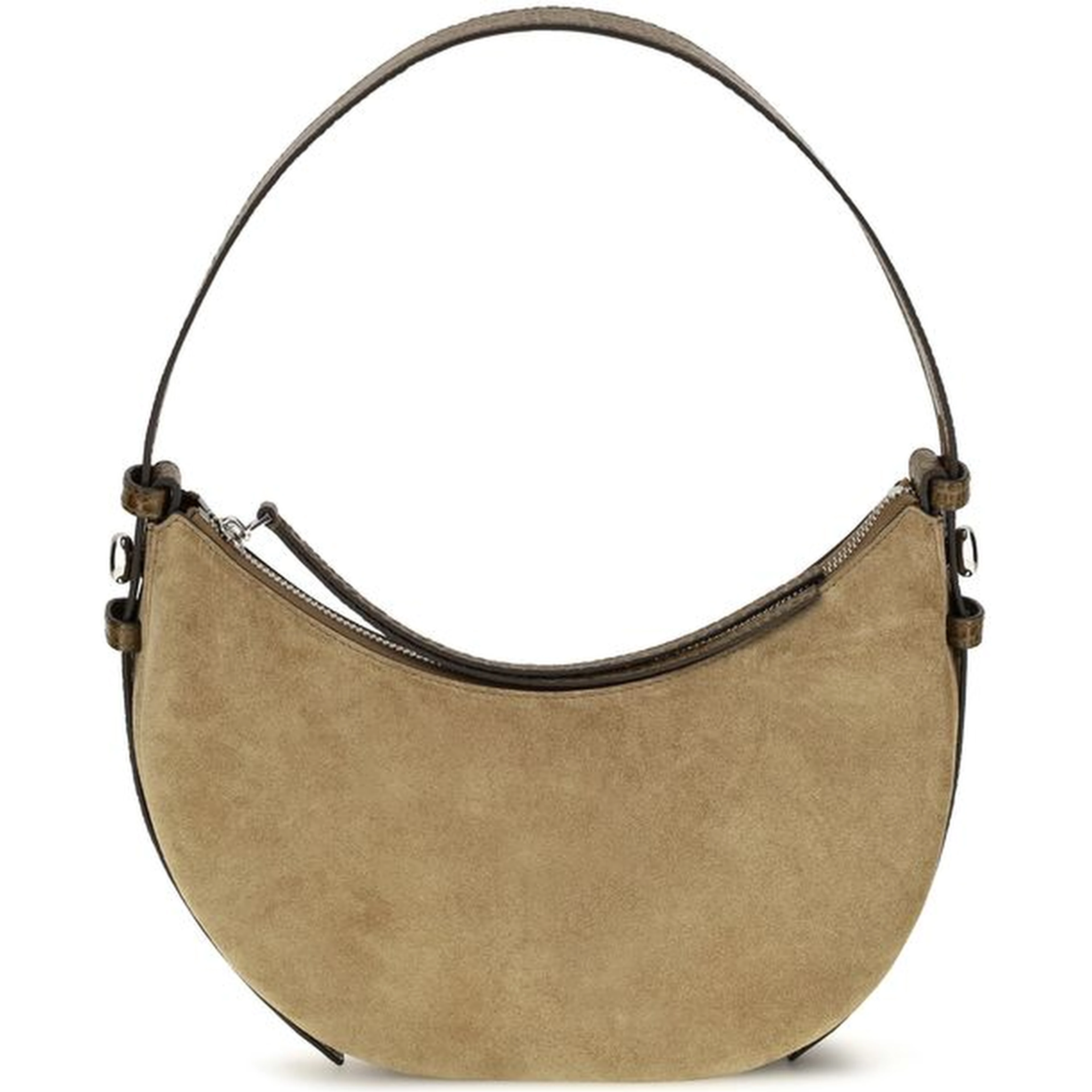 Beige Suede Leather Shoulder Bag
